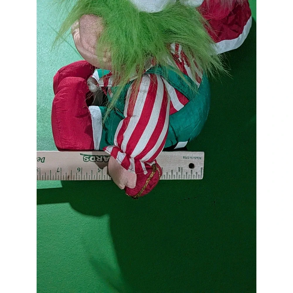 Vtg Elf Santa Troll Doll Christmas Plush Nylon International Silver 8